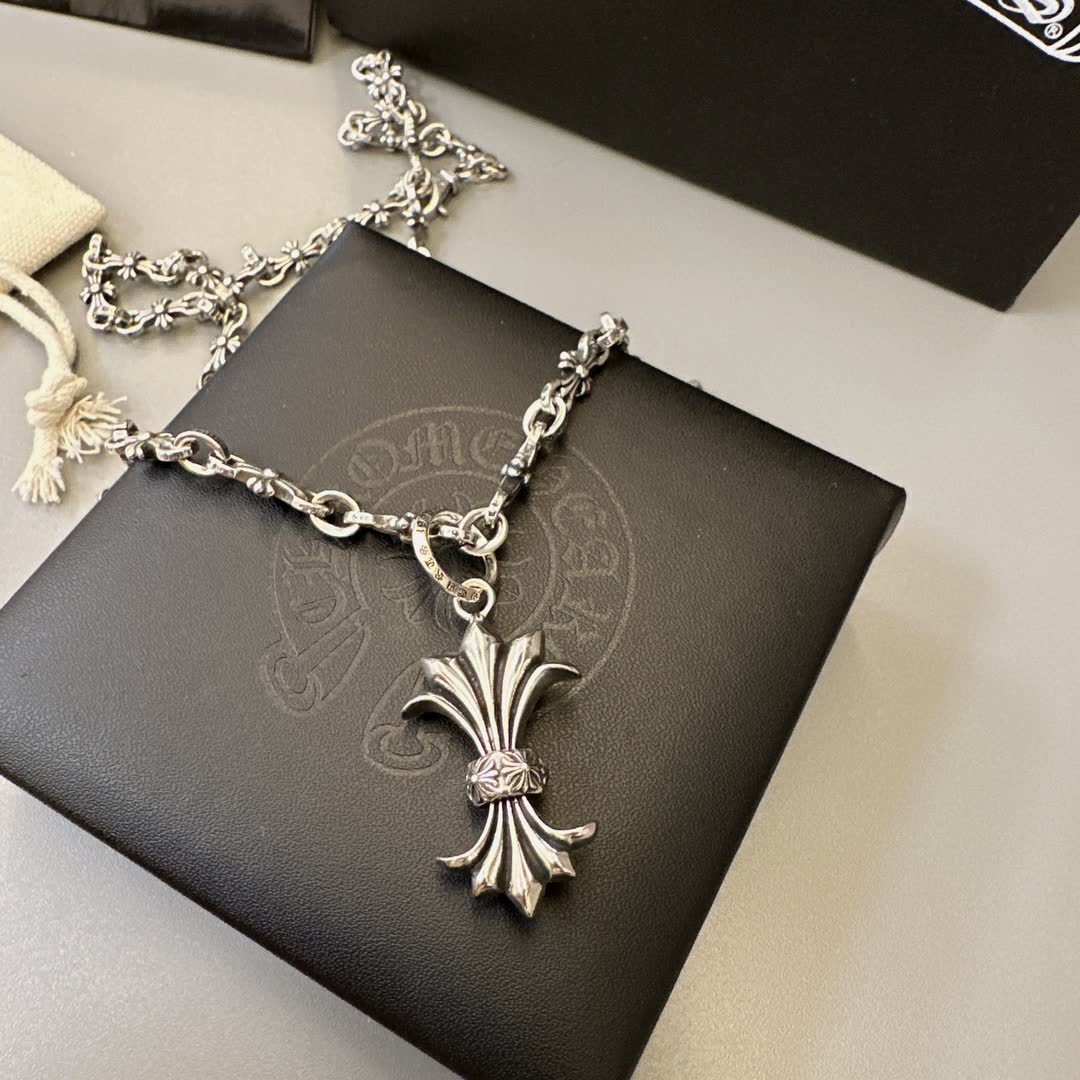 Chrome Hearts Silver Cross Pendant Necklace